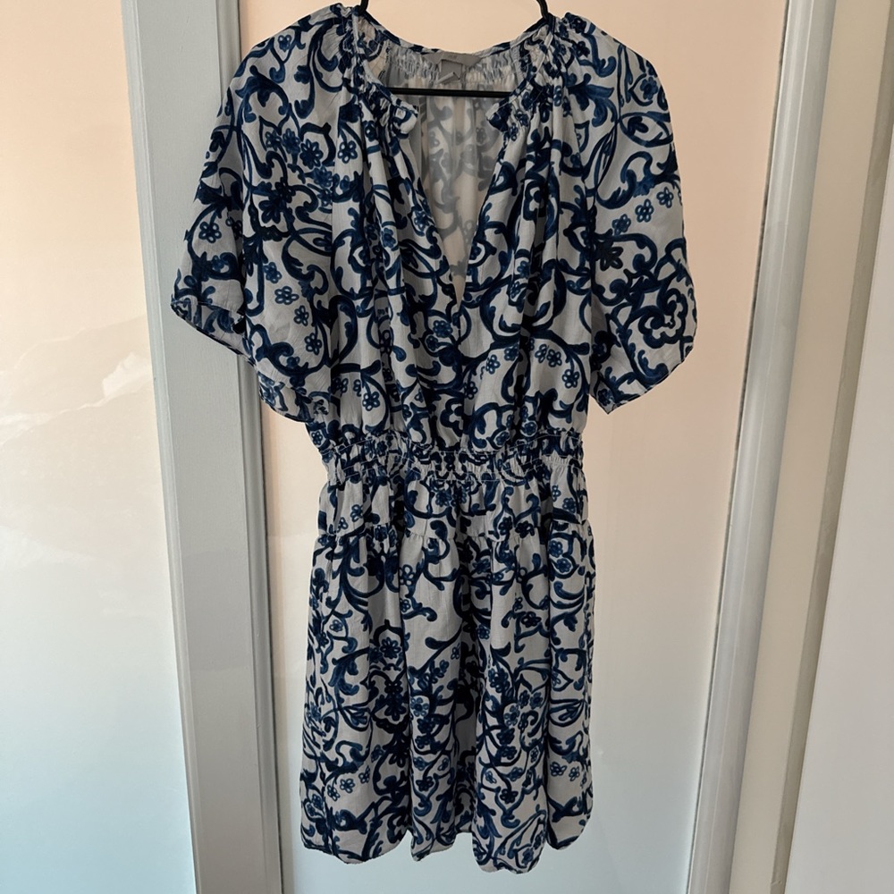 H&M Navy and White Patterned Mini Dress